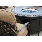 Nassau 4-Piece Patio Propane Fire Pit Sofa Set (with 2 Swivel Rocker Club Chairs) and 47  Round Fire Pit Chat Table