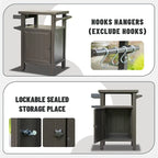 Grill Carts Outdoor w/ Storage and Wheels, Whole Metal Portable Table