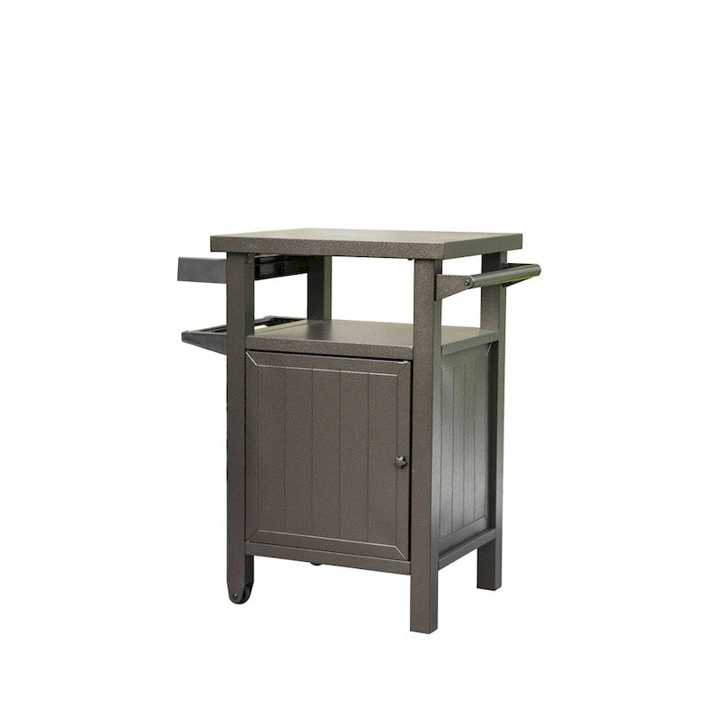 Grill Carts Outdoor w/ Storage and Wheels, Whole Metal Portable Table