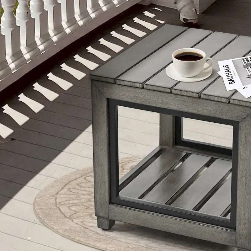 Outdoor Distressed Aluminum Patio Side Table