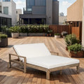 1-Piece Wooden Outdoor Daybed with Fabric Cushions