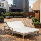 1-Piece Wooden Outdoor Daybed with Fabric Cushions