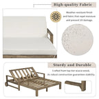 1-Piece Wooden Outdoor Daybed with Fabric Cushions