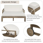 1-Piece Wooden Outdoor Daybed with Fabric Cushions