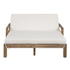 1-Piece Wooden Outdoor Daybed with Fabric Cushions