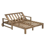 1-Piece Wooden Outdoor Daybed with Fabric Cushions