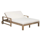 1-Piece Wooden Outdoor Daybed with Fabric Cushions