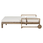 1-Piece Wooden Outdoor Daybed with Fabric Cushions