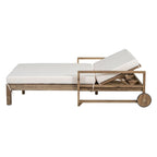 1-Piece Wooden Outdoor Daybed with Fabric Cushions