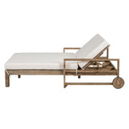 1-Piece Wooden Outdoor Daybed with Fabric Cushions