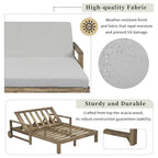 1-Piece Wooden Outdoor Daybed with Fabric Cushions