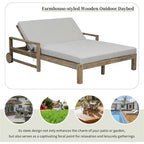 1-Piece Wooden Outdoor Daybed with Fabric Cushions