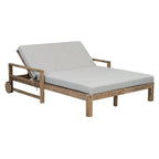 1-Piece Wooden Outdoor Daybed with Fabric Cushions