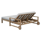 1-Piece Wooden Outdoor Daybed with Fabric Cushions
