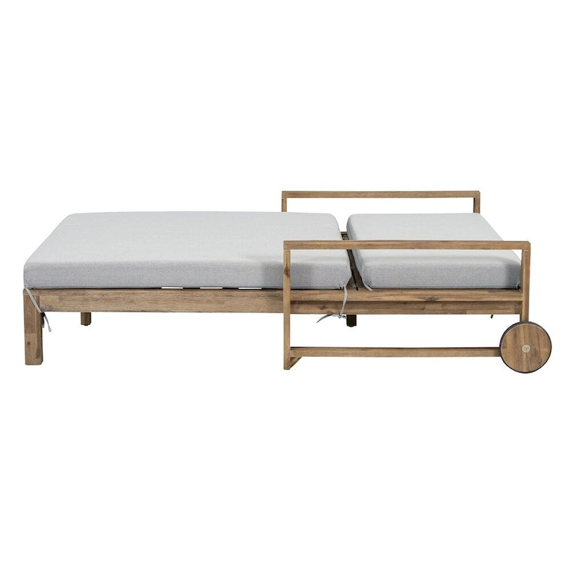 1-Piece Wooden Outdoor Daybed with Fabric Cushions