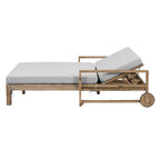 1-Piece Wooden Outdoor Daybed with Fabric Cushions