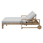 1-Piece Wooden Outdoor Daybed with Fabric Cushions