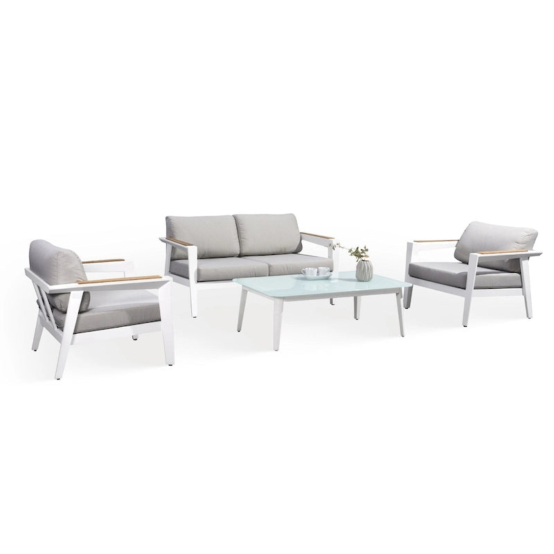 Island Retreat Newport 4-Piece Patio Furniture Conversation Set - Gray