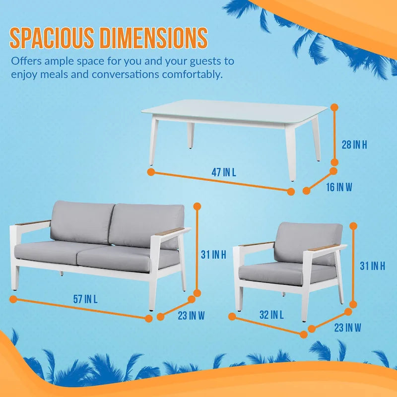Island Retreat Newport 4-Piece Patio Furniture Conversation Set - Gray