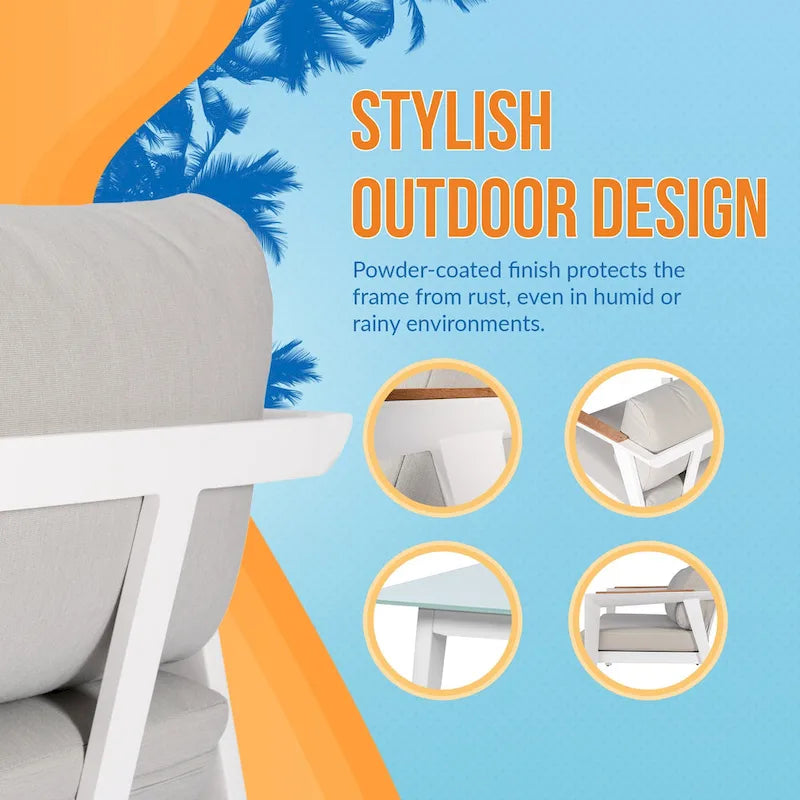 Island Retreat Newport 4-Piece Patio Furniture Conversation Set - Gray
