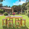 Chic Teak 7 Piece Teak Wood Antigua Patio Counter Height Bistro Set with 63  Rectangular Table and 6 Stools