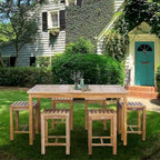 Chic Teak 7 Piece Teak Wood Antigua Patio Counter Height Bistro Set with 63  Rectangular Table and 6 Stools