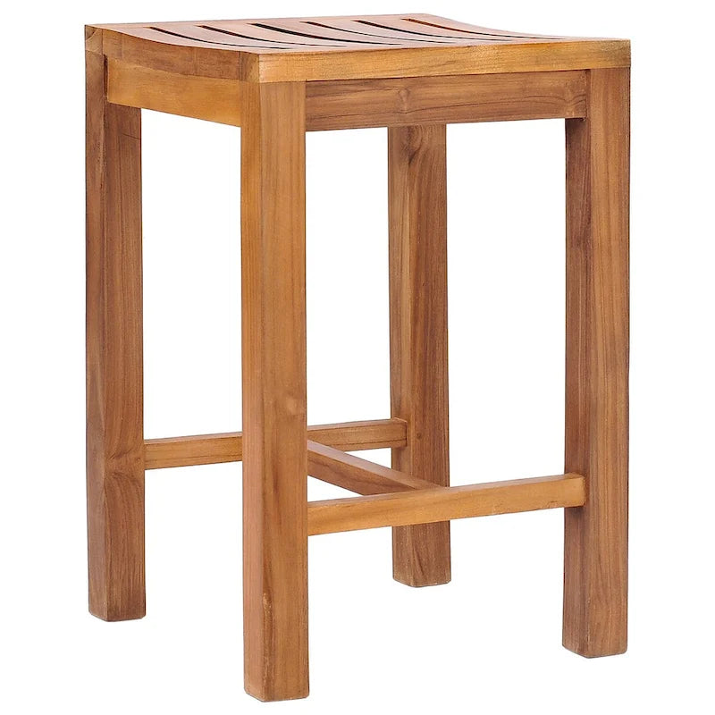 Chic Teak 7 Piece Teak Wood Antigua Patio Counter Height Bistro Set with 63  Rectangular Table and 6 Stools