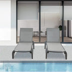 2Pcs Outdoor Aluminum Chaise Lounge with Adjustable Backrest