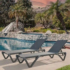 2Pcs Outdoor Aluminum Chaise Lounge with Adjustable Backrest