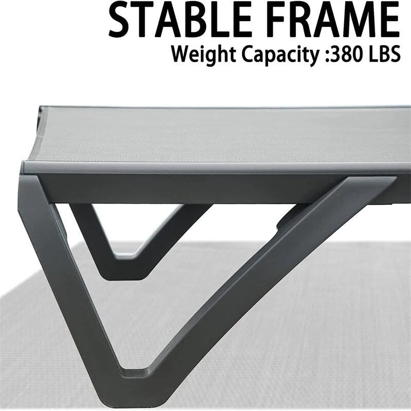 2Pcs Outdoor Aluminum Chaise Lounge with Adjustable Backrest
