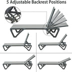 2Pcs Outdoor Aluminum Chaise Lounge with Adjustable Backrest