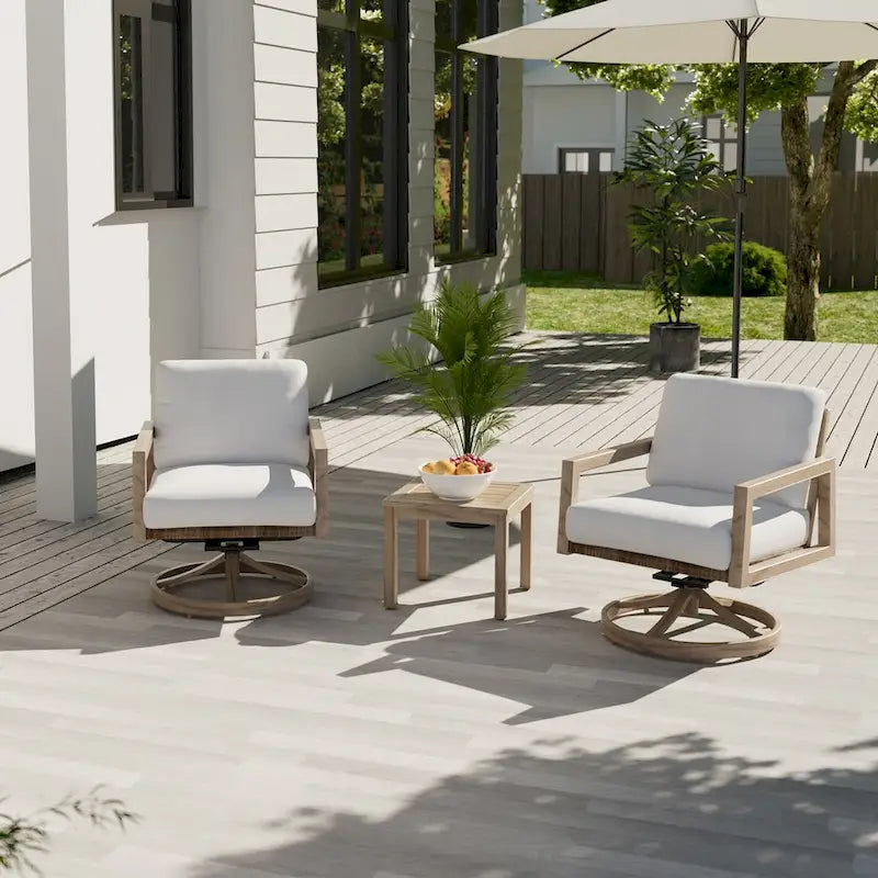 Wood-grain Aluminum Patio Conversation table
