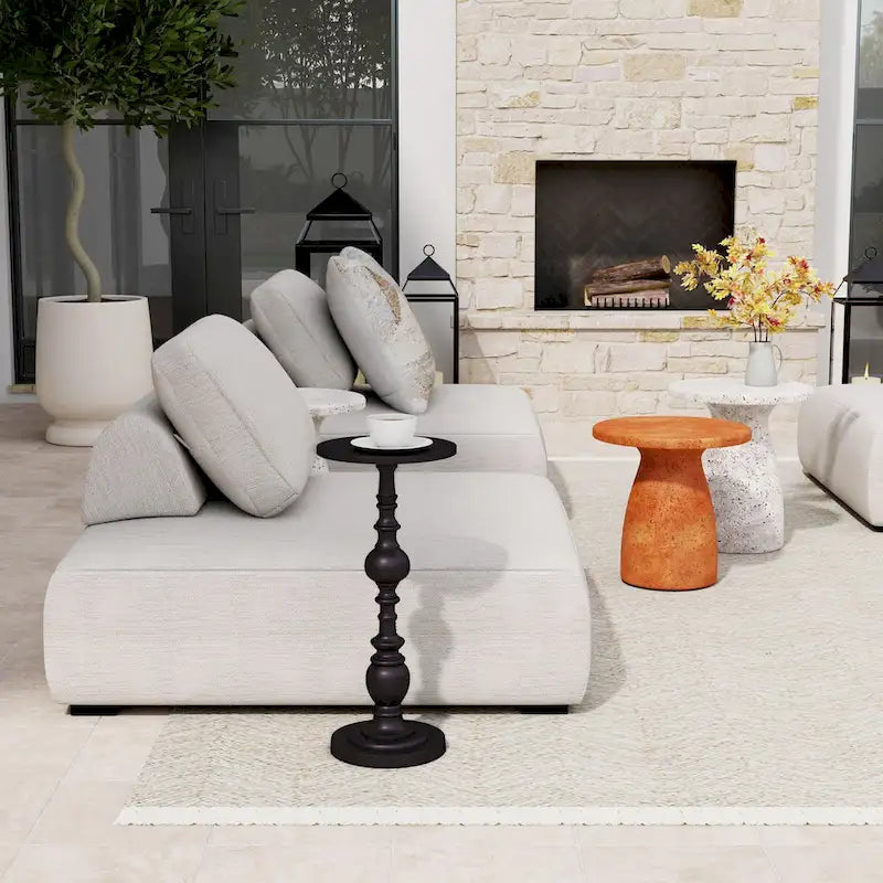 Darien Outdoor Round Pedestal Side Table