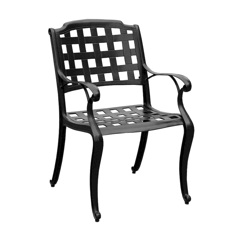 Modern Outdoor Mesh Lattice Aluminum 95-in Large Rectangular Patio Dining Set with Eight Arm Chairs - N/A