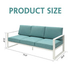 Patio 3 Seater Outdoor Sofa Pool Couch Sofa Chair With Metal Aluminum Furniture