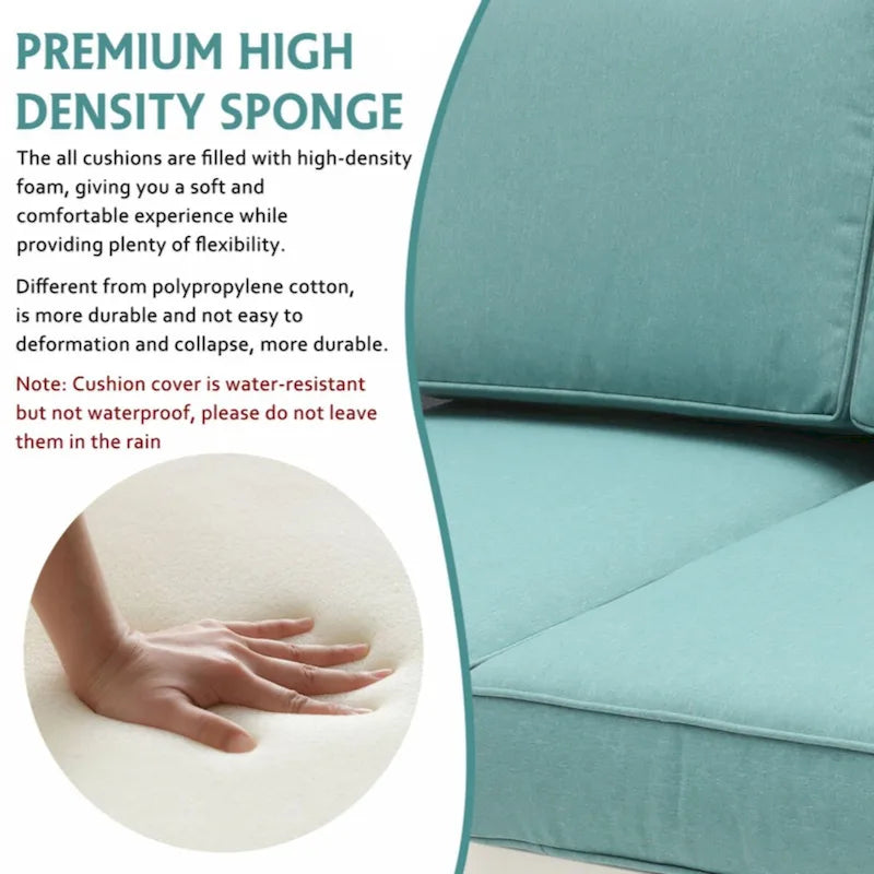 Patio 3 Seater Outdoor Sofa Pool Couch Sofa Chair With Metal Aluminum Furniture