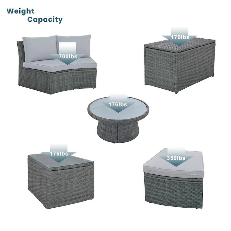 Outdoor Rattan Sofa Set (10 Pieces)