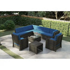 Patio 12-piece Rattan Conversation Sectional Sofa Set With Cushion