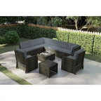 Patio 12-piece Rattan Conversation Sectional Sofa Set With Cushion