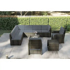 Patio 12-piece Rattan Conversation Sectional Sofa Set With Cushion