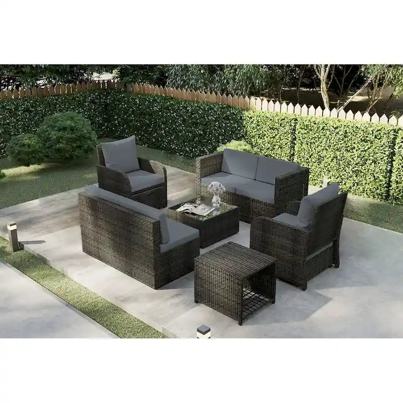 Patio 12-piece Rattan Conversation Sectional Sofa Set With Cushion