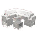 Patio 12-piece Rattan Conversation Sectional Sofa Set With Cushion