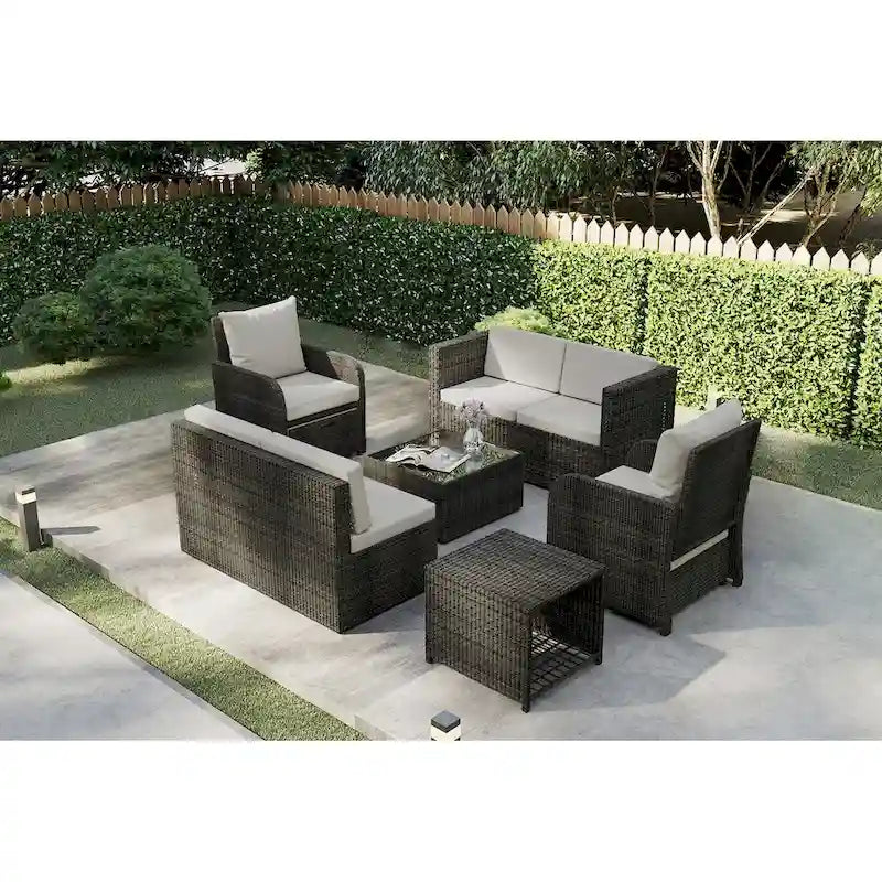 Patio 12-piece Rattan Conversation Sectional Sofa Set With Cushion