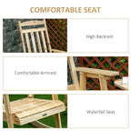Outdoor 2 Pieces Bistro Set,Wooden Rocking Chair Set with Rocking Chair and Portable Side Table