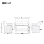 Wicker Outdoor Rattan Sofa Set with Coffee Table Patio Seats