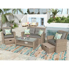 Wicker Outdoor Rattan Sofa Set with Coffee Table Patio Seats