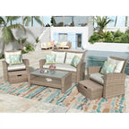 Wicker Outdoor Rattan Sofa Set with Coffee Table Patio Seats