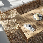 Outdoor Acacia Wood Seating Group, Coffee Table and Loveseat with Cushions