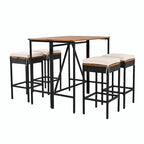 10-Piece Outdoor Bar Height Dining Set with Acacia Wood Table and 8 Stools