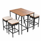 10-Piece Outdoor Bar Height Dining Set with Acacia Wood Table and 8 Stools
